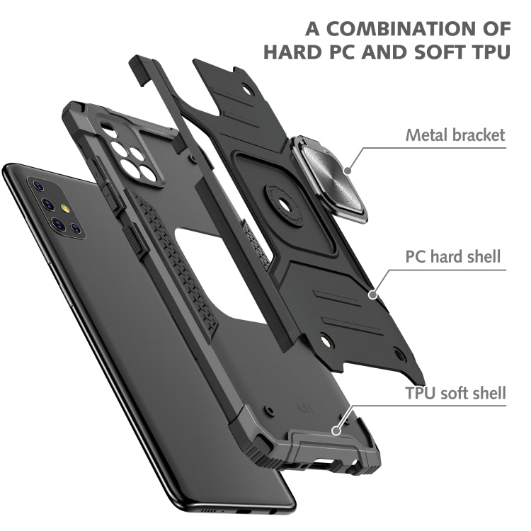 For Samsung Galaxy A51 5G Magnetic Armor Shockproof TPU + PC Case with Metal Ring Holder