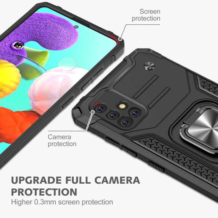 For Samsung Galaxy A51 5G Magnetic Armor Shockproof TPU + PC Case with Metal Ring Holder