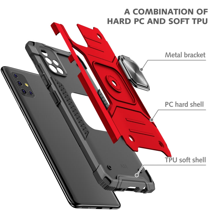 For Samsung Galaxy A51 5G Magnetic Armor Shockproof TPU + PC Case with Metal Ring Holder