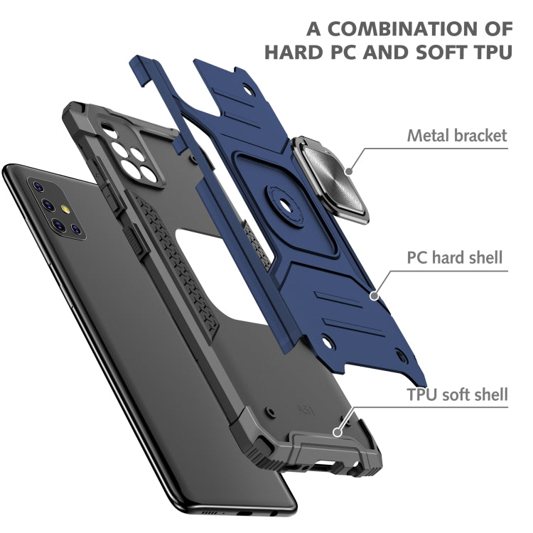 For Samsung Galaxy A51 5G Magnetic Armor Shockproof TPU + PC Case with Metal Ring Holder