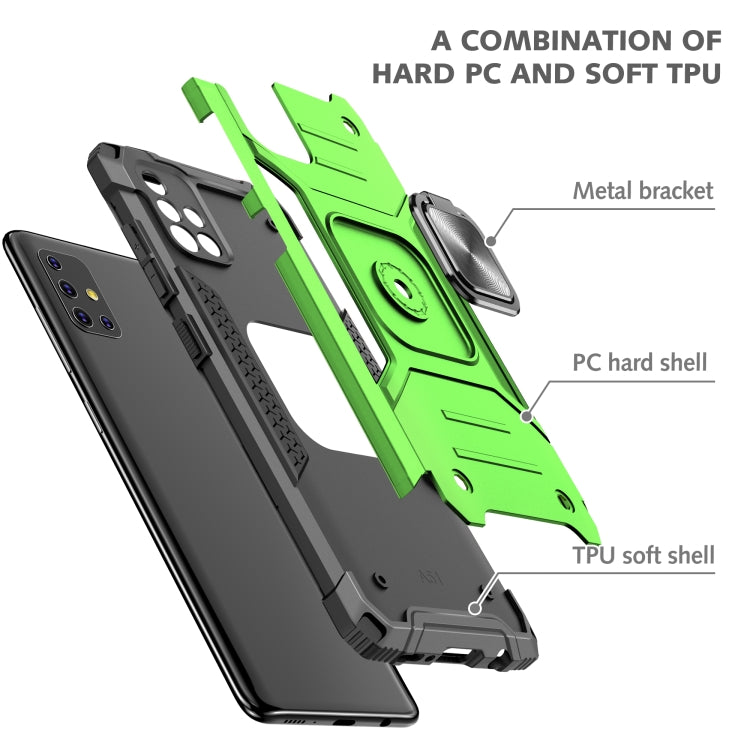 For Samsung Galaxy A51 5G Magnetic Armor Shockproof TPU + PC Case with Metal Ring Holder