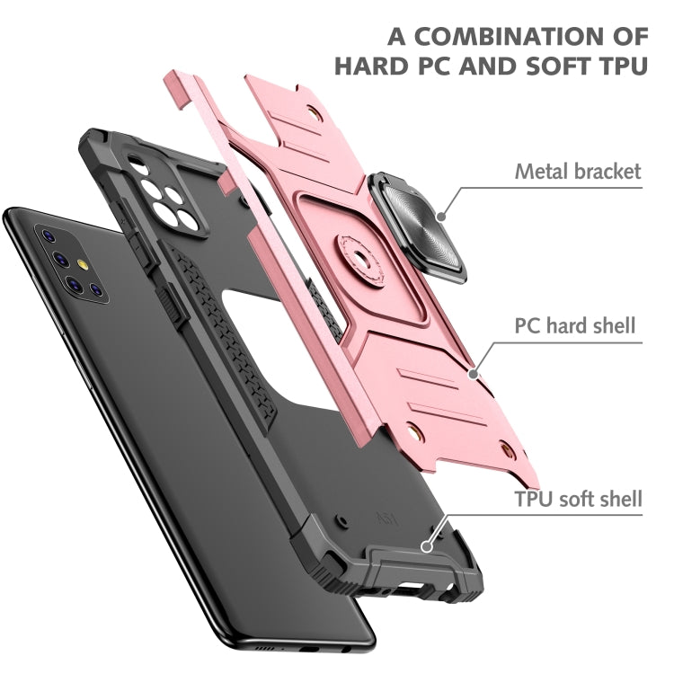 For Samsung Galaxy A51 5G Magnetic Armor Shockproof TPU + PC Case with Metal Ring Holder