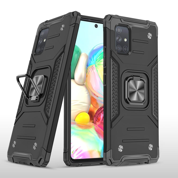 For Samsung Galaxy A71 Magnetic Armor Shockproof TPU + PC Case with Metal Ring Holder
