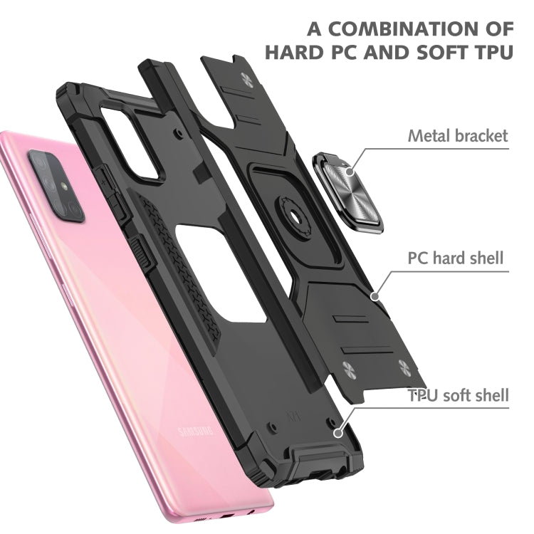 For Samsung Galaxy A71 Magnetic Armor Shockproof TPU + PC Case with Metal Ring Holder