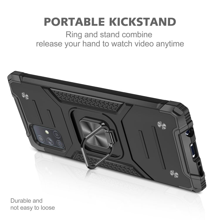 For Samsung Galaxy A71 Magnetic Armor Shockproof TPU + PC Case with Metal Ring Holder