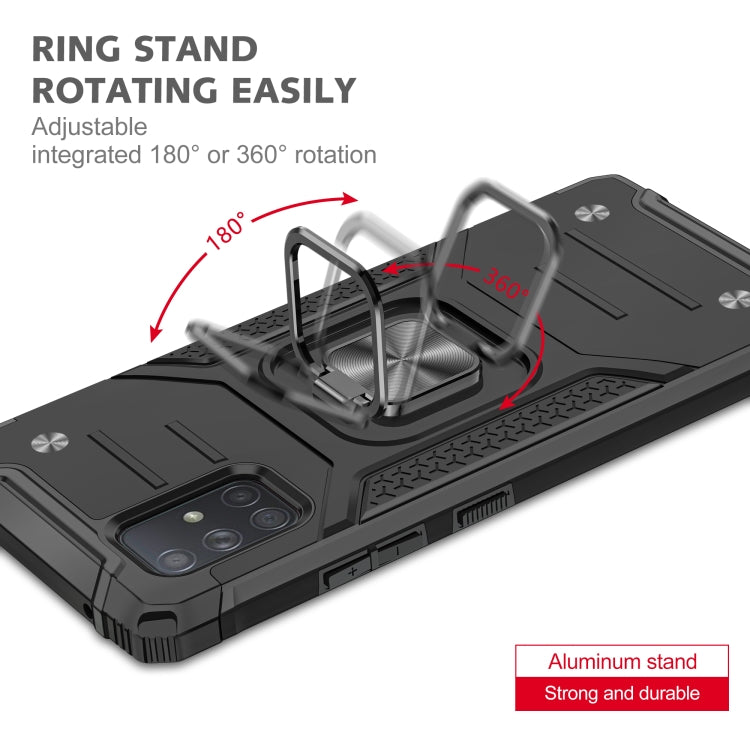 For Samsung Galaxy A71 Magnetic Armor Shockproof TPU + PC Case with Metal Ring Holder