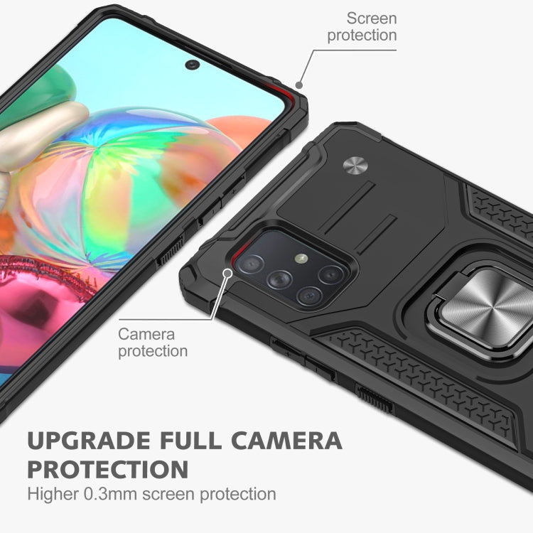 For Samsung Galaxy A71 Magnetic Armor Shockproof TPU + PC Case with Metal Ring Holder