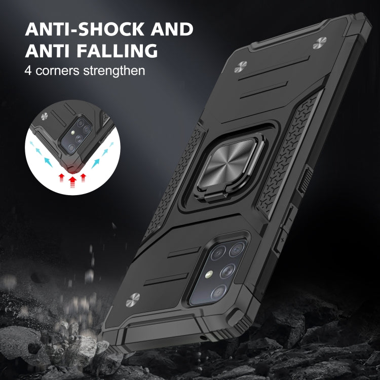 For Samsung Galaxy A71 Magnetic Armor Shockproof TPU + PC Case with Metal Ring Holder