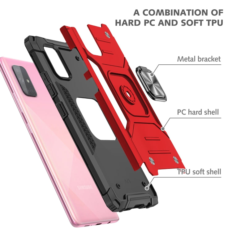 For Samsung Galaxy A71 Magnetic Armor Shockproof TPU + PC Case with Metal Ring Holder