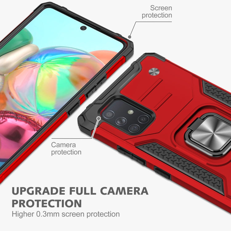For Samsung Galaxy A71 Magnetic Armor Shockproof TPU + PC Case with Metal Ring Holder