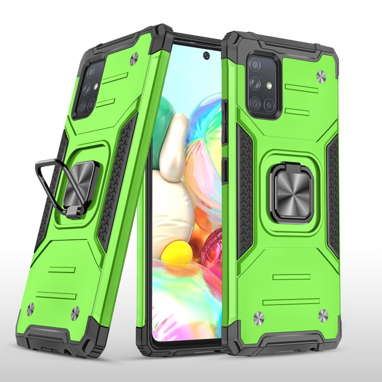 For Samsung Galaxy A71 Magnetic Armor Shockproof TPU + PC Case with Metal Ring Holder