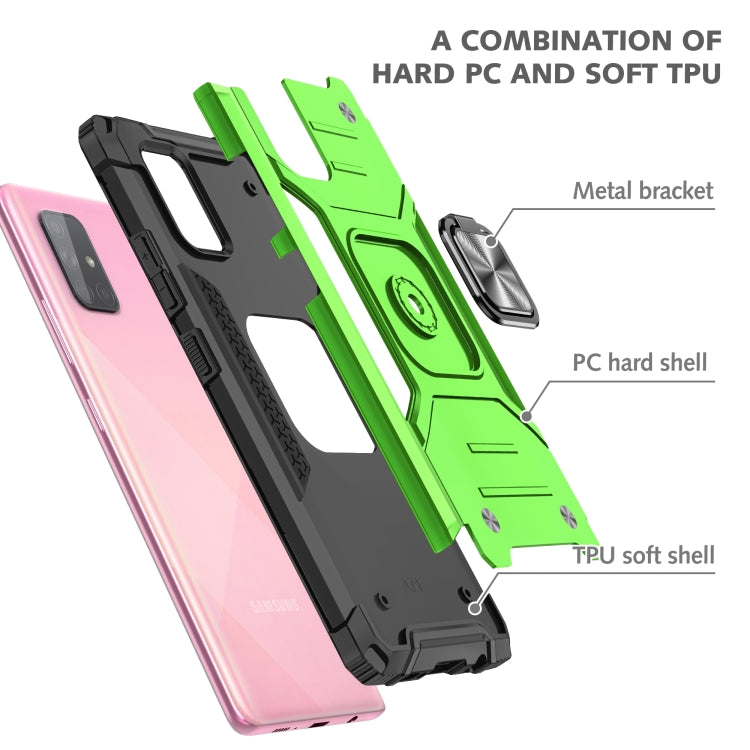 For Samsung Galaxy A71 Magnetic Armor Shockproof TPU + PC Case with Metal Ring Holder