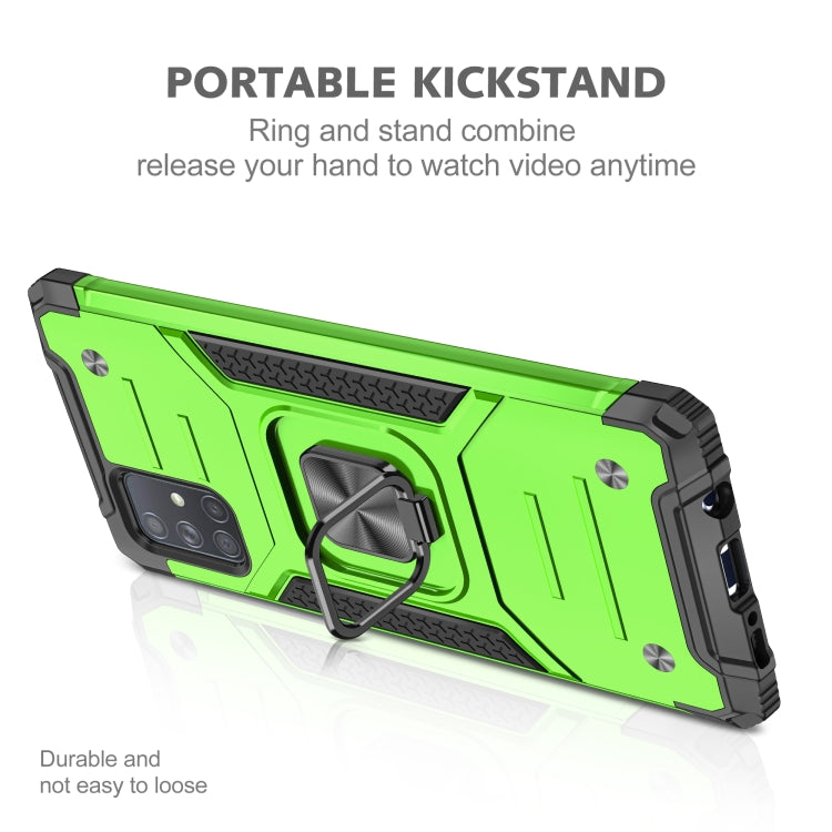 For Samsung Galaxy A71 Magnetic Armor Shockproof TPU + PC Case with Metal Ring Holder