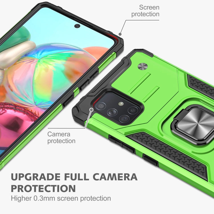 For Samsung Galaxy A71 Magnetic Armor Shockproof TPU + PC Case with Metal Ring Holder