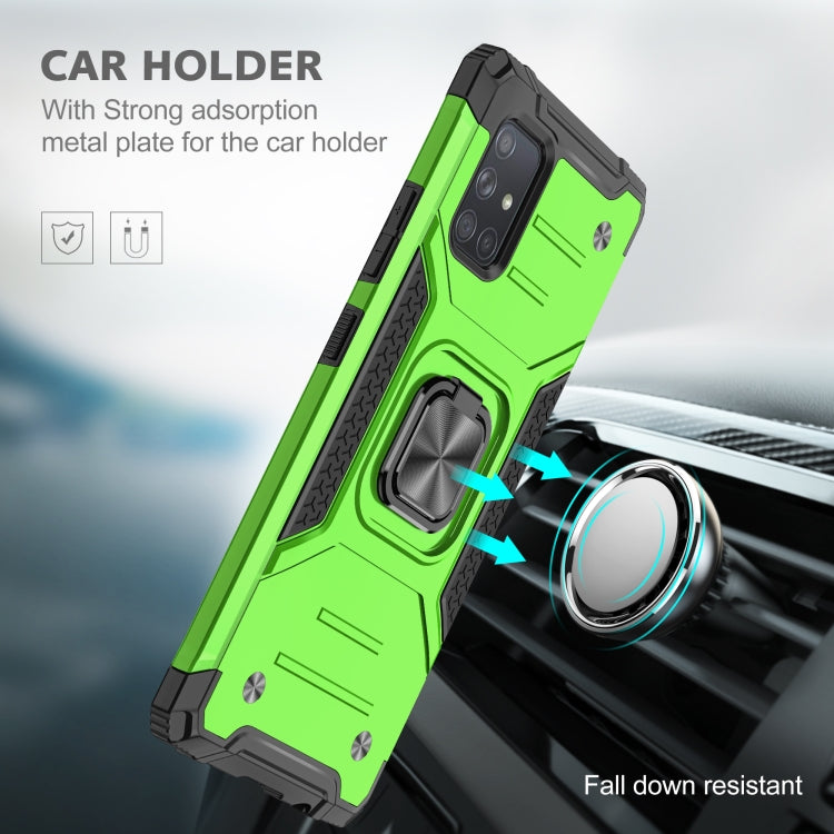 For Samsung Galaxy A71 Magnetic Armor Shockproof TPU + PC Case with Metal Ring Holder