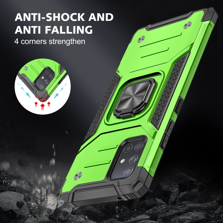 For Samsung Galaxy A71 Magnetic Armor Shockproof TPU + PC Case with Metal Ring Holder