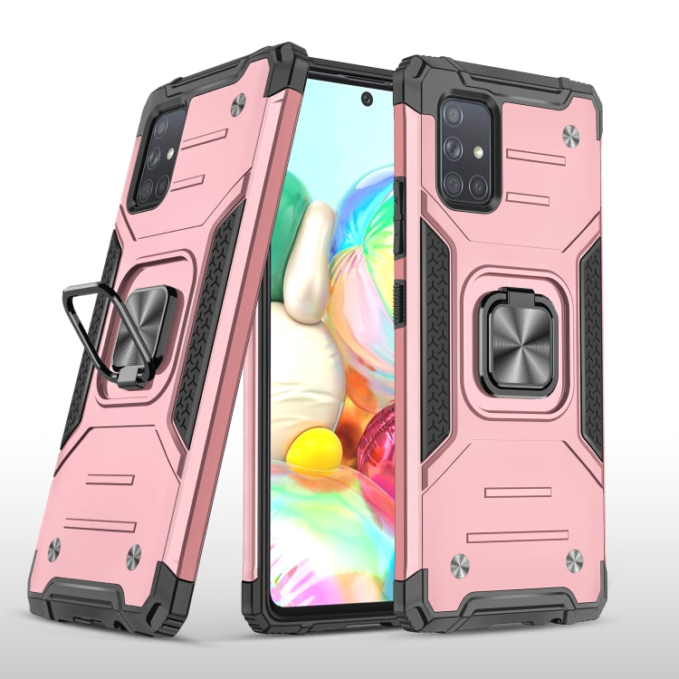 For Samsung Galaxy A71 Magnetic Armor Shockproof TPU + PC Case with Metal Ring Holder