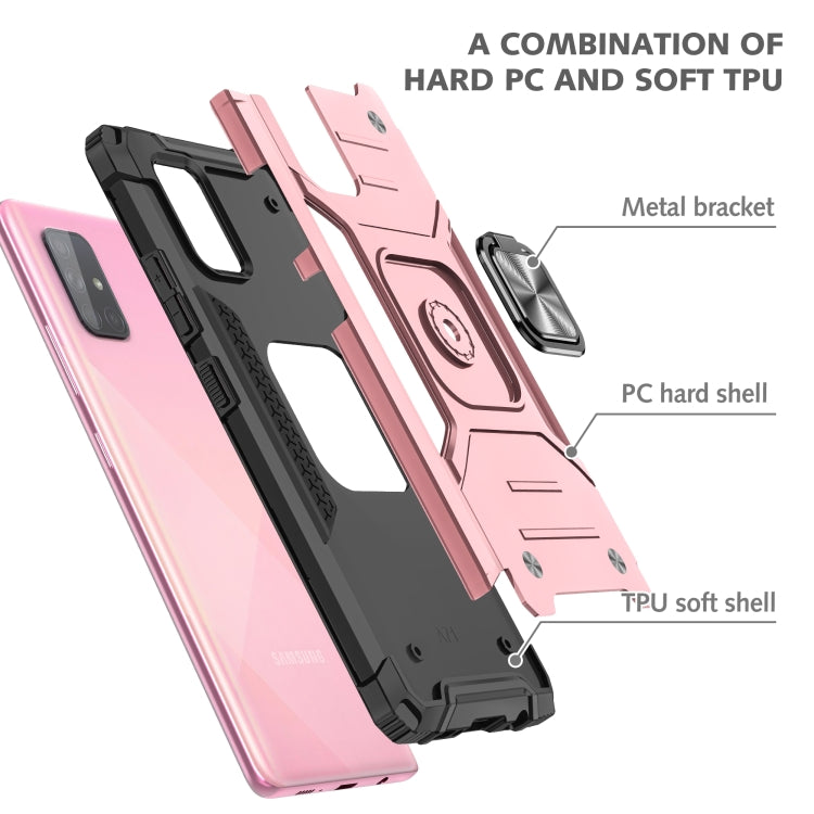 For Samsung Galaxy A71 Magnetic Armor Shockproof TPU + PC Case with Metal Ring Holder