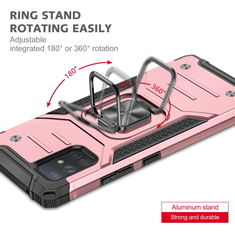 For Samsung Galaxy A71 Magnetic Armor Shockproof TPU + PC Case with Metal Ring Holder