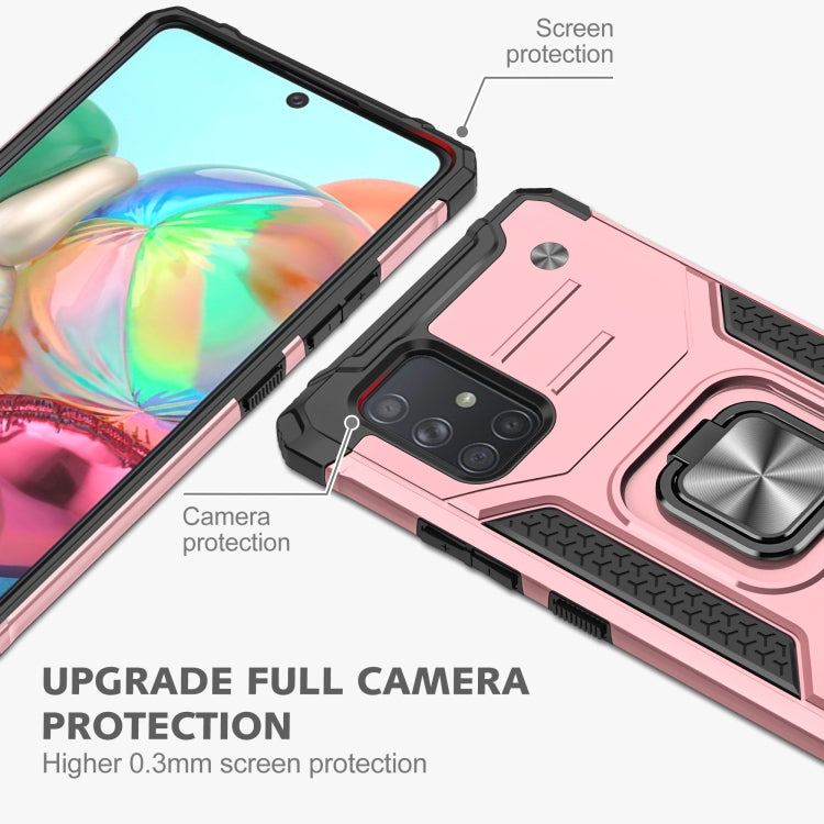 For Samsung Galaxy A71 Magnetic Armor Shockproof TPU + PC Case with Metal Ring Holder