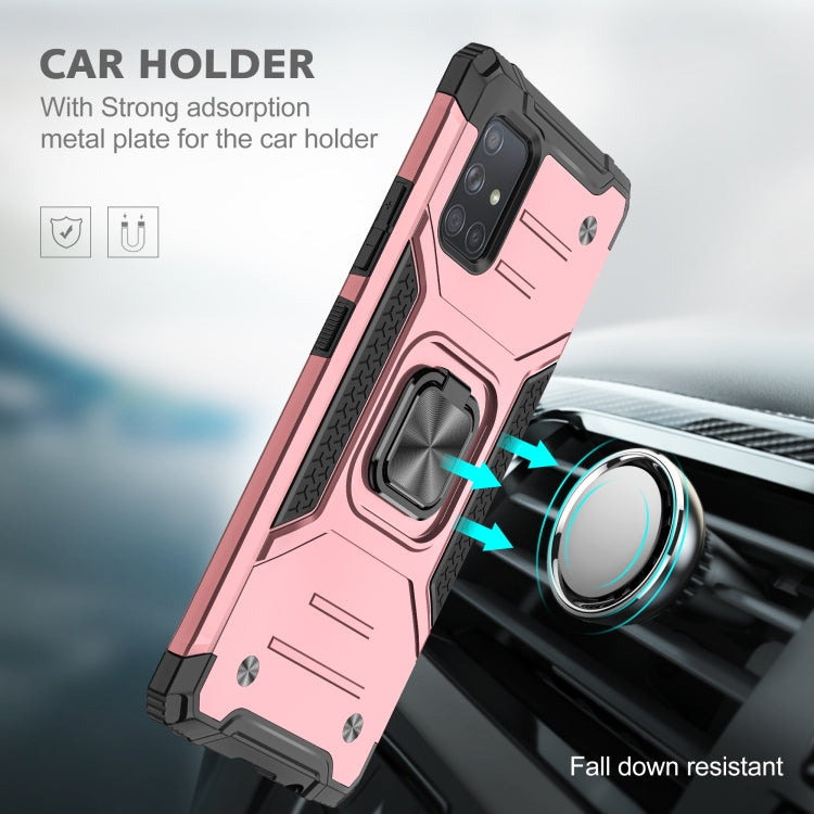 For Samsung Galaxy A71 Magnetic Armor Shockproof TPU + PC Case with Metal Ring Holder