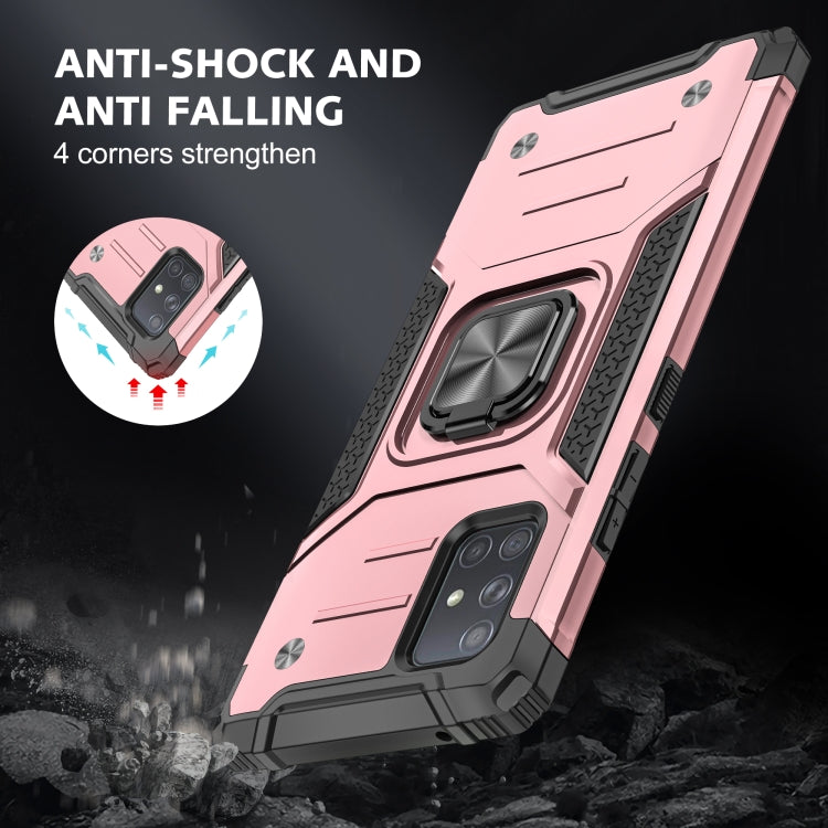 For Samsung Galaxy A71 Magnetic Armor Shockproof TPU + PC Case with Metal Ring Holder