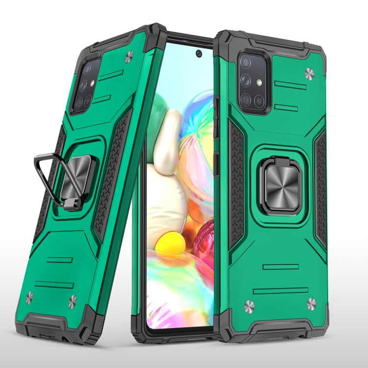 For Samsung Galaxy A71 Magnetic Armor Shockproof TPU + PC Case with Metal Ring Holder
