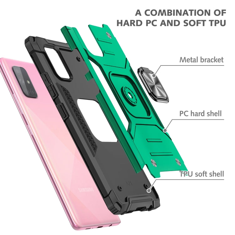 For Samsung Galaxy A71 Magnetic Armor Shockproof TPU + PC Case with Metal Ring Holder