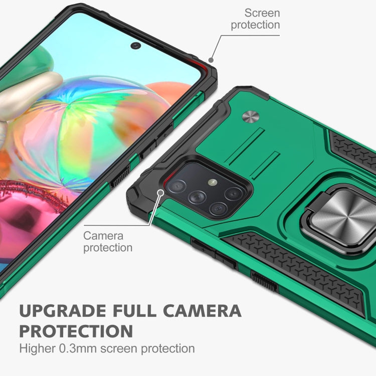 For Samsung Galaxy A71 Magnetic Armor Shockproof TPU + PC Case with Metal Ring Holder