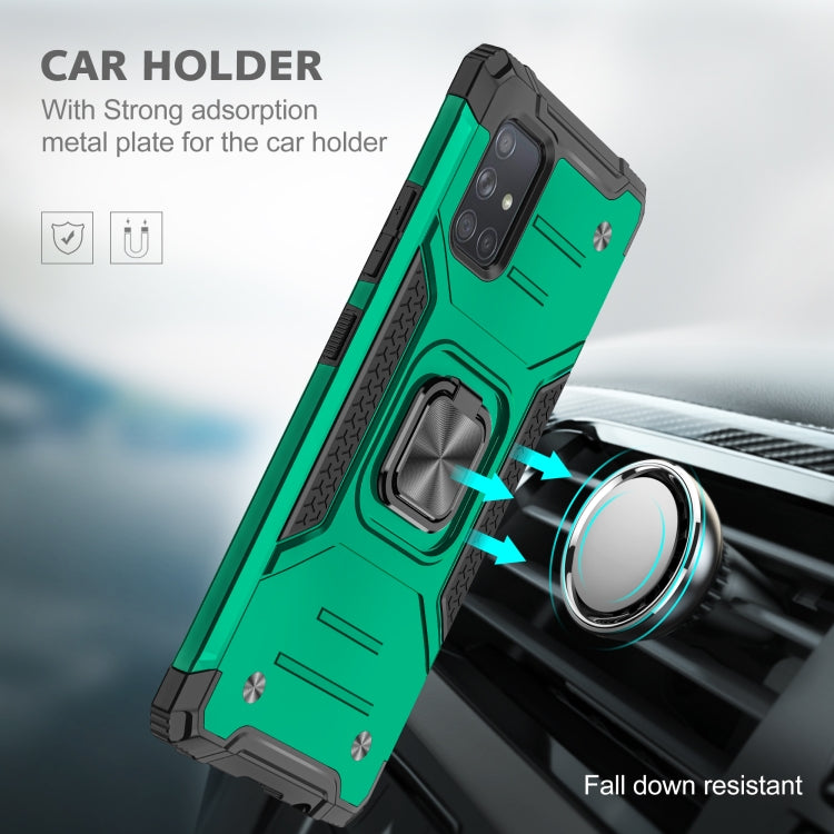 For Samsung Galaxy A71 Magnetic Armor Shockproof TPU + PC Case with Metal Ring Holder