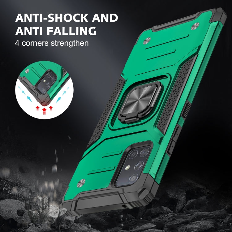 For Samsung Galaxy A71 Magnetic Armor Shockproof TPU + PC Case with Metal Ring Holder