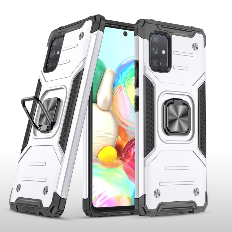 For Samsung Galaxy A71 Magnetic Armor Shockproof TPU + PC Case with Metal Ring Holder