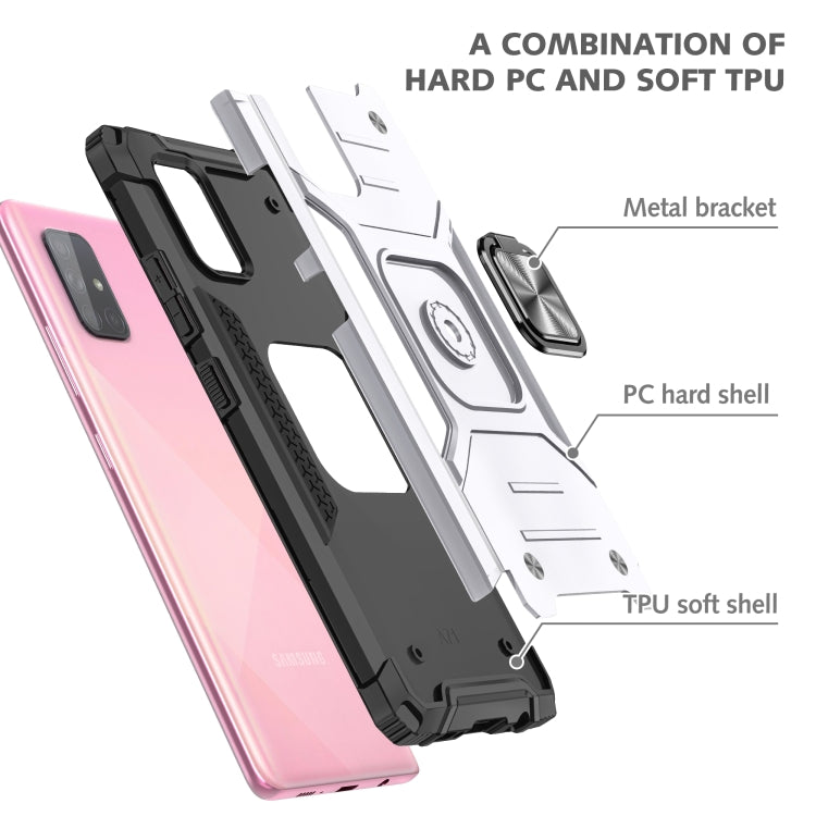 For Samsung Galaxy A71 Magnetic Armor Shockproof TPU + PC Case with Metal Ring Holder