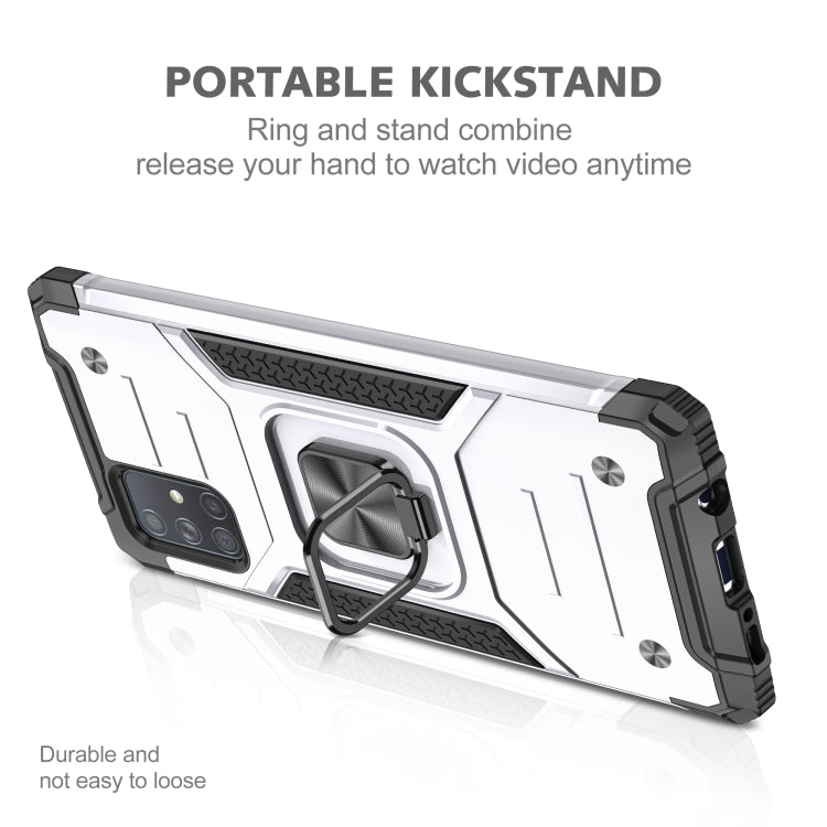 For Samsung Galaxy A71 Magnetic Armor Shockproof TPU + PC Case with Metal Ring Holder