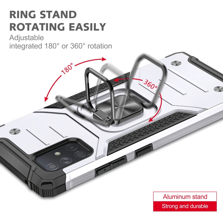 For Samsung Galaxy A71 Magnetic Armor Shockproof TPU + PC Case with Metal Ring Holder