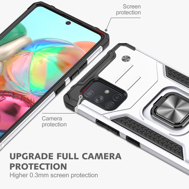 For Samsung Galaxy A71 Magnetic Armor Shockproof TPU + PC Case with Metal Ring Holder