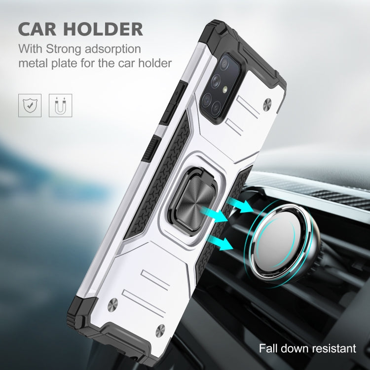 For Samsung Galaxy A71 Magnetic Armor Shockproof TPU + PC Case with Metal Ring Holder