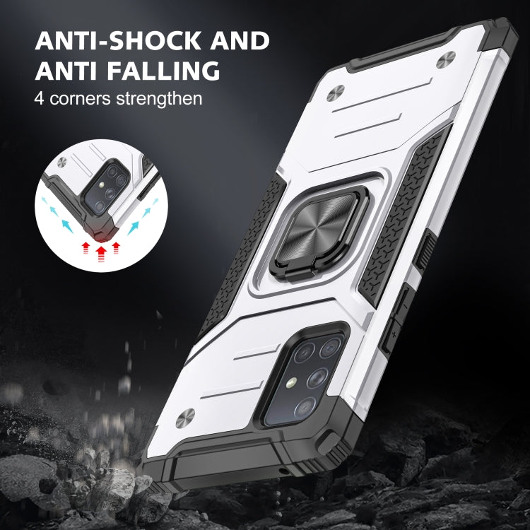 For Samsung Galaxy A71 Magnetic Armor Shockproof TPU + PC Case with Metal Ring Holder