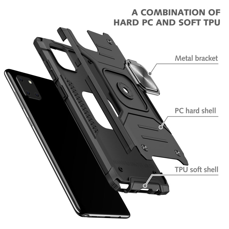 For Samsung Galaxy Note10 Lite / A81 Magnetic Armor Shockproof TPU + PC Case with Metal Ring Holder