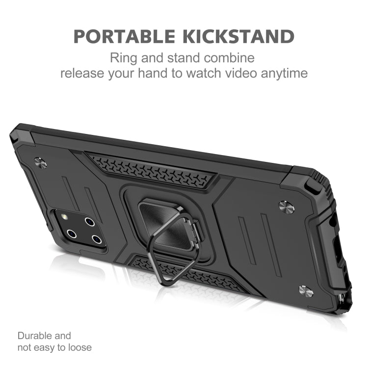 For Samsung Galaxy Note10 Lite / A81 Magnetic Armor Shockproof TPU + PC Case with Metal Ring Holder