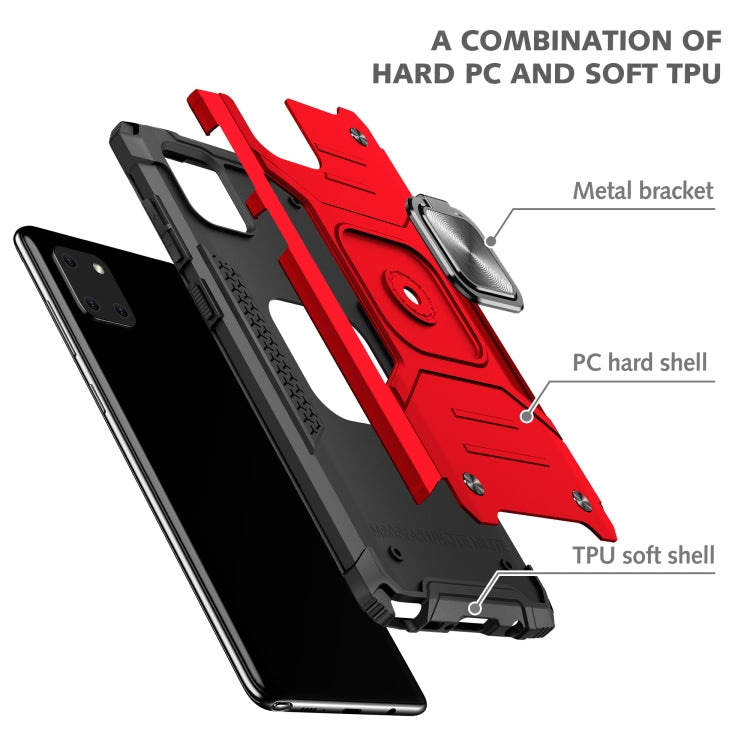 For Samsung Galaxy Note10 Lite / A81 Magnetic Armor Shockproof TPU + PC Case with Metal Ring Holder