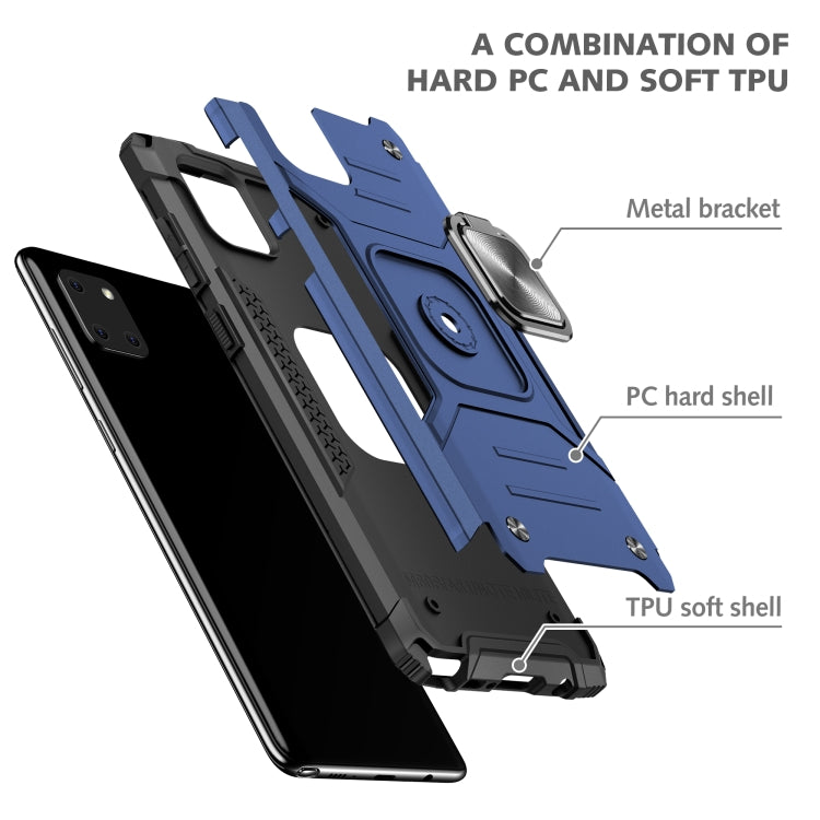 For Samsung Galaxy Note10 Lite / A81 Magnetic Armor Shockproof TPU + PC Case with Metal Ring Holder