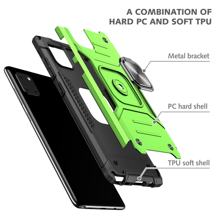 For Samsung Galaxy Note10 Lite / A81 Magnetic Armor Shockproof TPU + PC Case with Metal Ring Holder