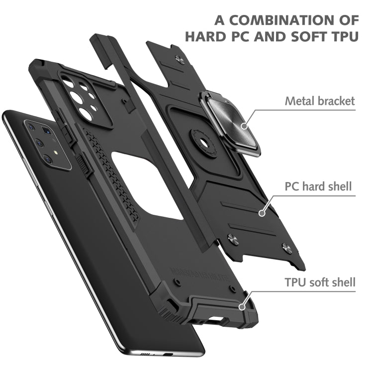 For Samsung Galaxy S10 Lite / A91 Magnetic Armor Shockproof TPU + PC Case with Metal Ring Holder