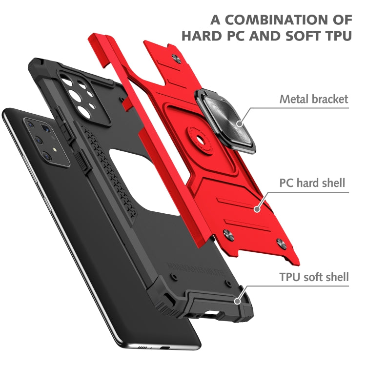 For Samsung Galaxy S10 Lite / A91 Magnetic Armor Shockproof TPU + PC Case with Metal Ring Holder