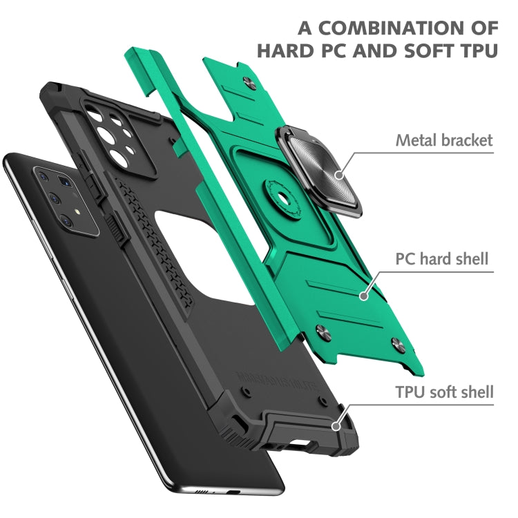 For Samsung Galaxy S10 Lite / A91 Magnetic Armor Shockproof TPU + PC Case with Metal Ring Holder