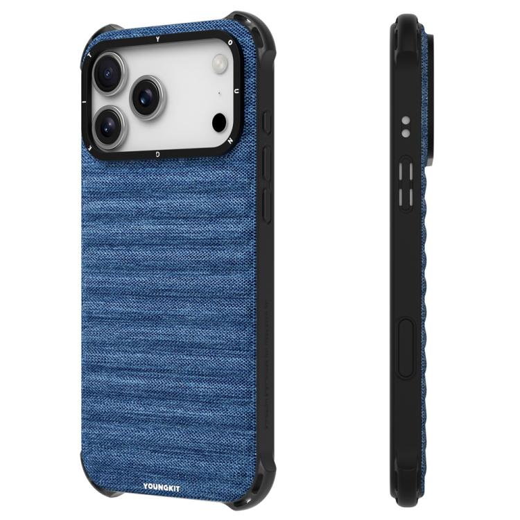 For iPhone 17 Pro Max YOUNGKIT Jeans Cloth Texture TPU Canvas Magnetic Phone Case