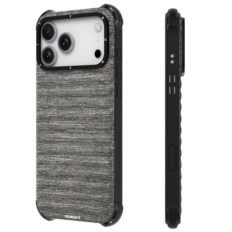 For iPhone 17 Pro YOUNGKIT Jeans Cloth Texture TPU Canvas Magnetic Phone Case