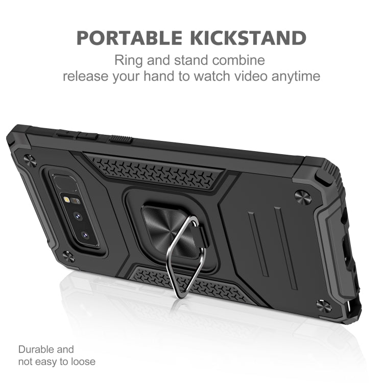 For Samsung Galaxy Note 8 Magnetic Armor Shockproof TPU + PC Case with Metal Ring Holder
