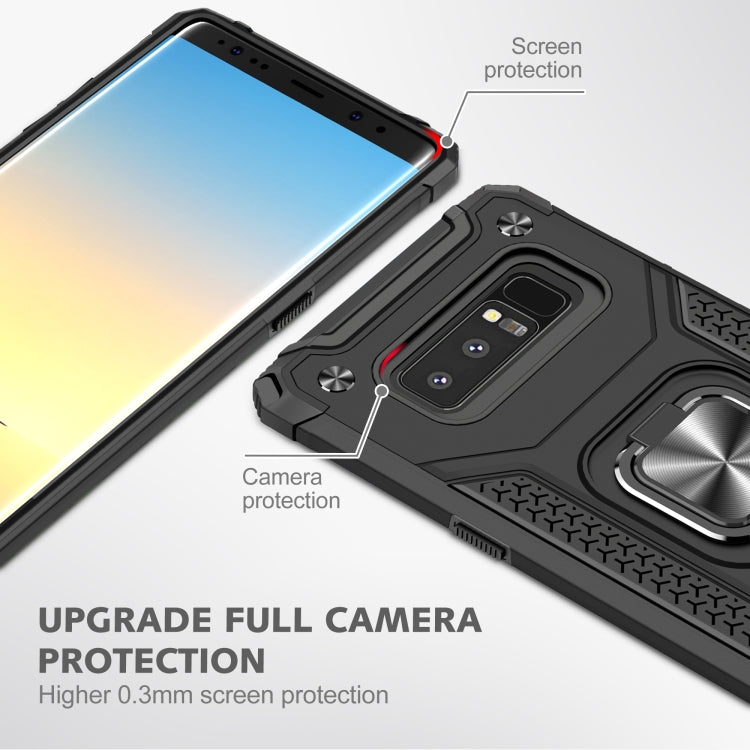 For Samsung Galaxy Note 8 Magnetic Armor Shockproof TPU + PC Case with Metal Ring Holder